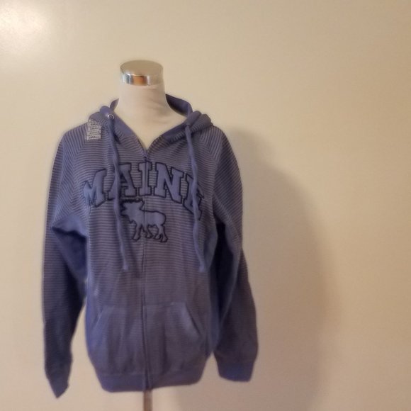 New Harrisburg Trading Co. Maine Zip Up Stripped Moose Hoodie Jacket READ - Picture 1 of 10